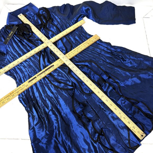 Jerry T  Royal Blue Iridescent  Coat w/  Ruffle and loose pleating Size - Picture 12 of 12